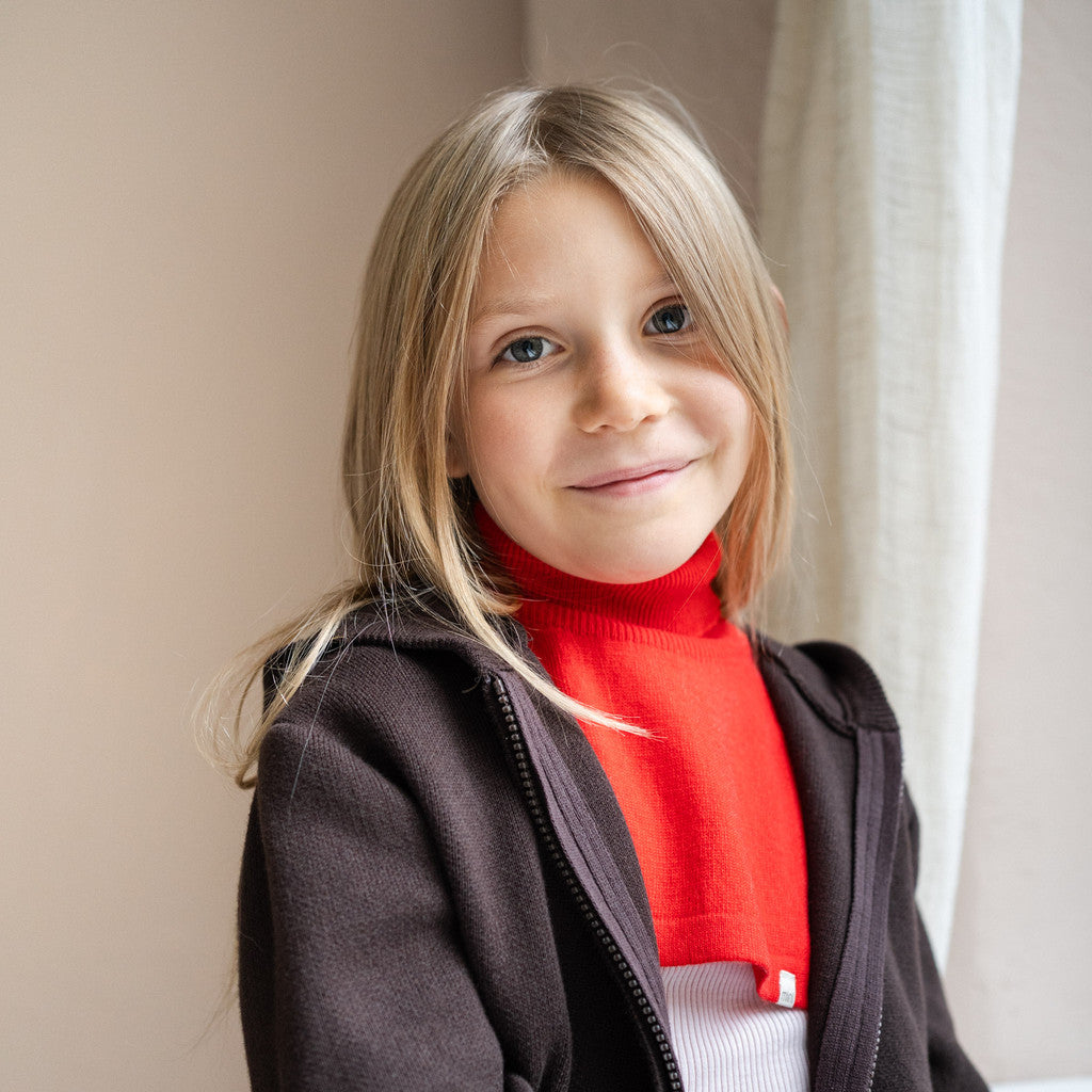 minimalisma Ilaf - Children's wool/cashmere knitted neck warmer Bib / Hairband / Acc Red