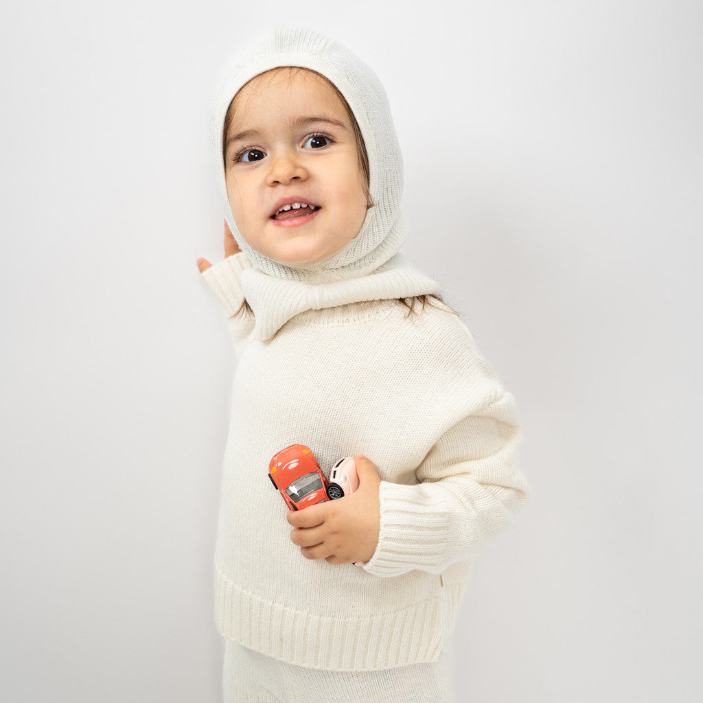 minimalisma Ilefant - Children's cashmere/wool balaclava Hat / Bonnet White