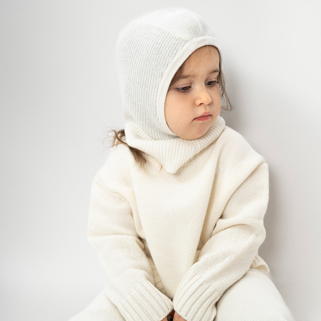 minimalisma Ilefant - Children's cashmere/wool balaclava Hat / Bonnet White