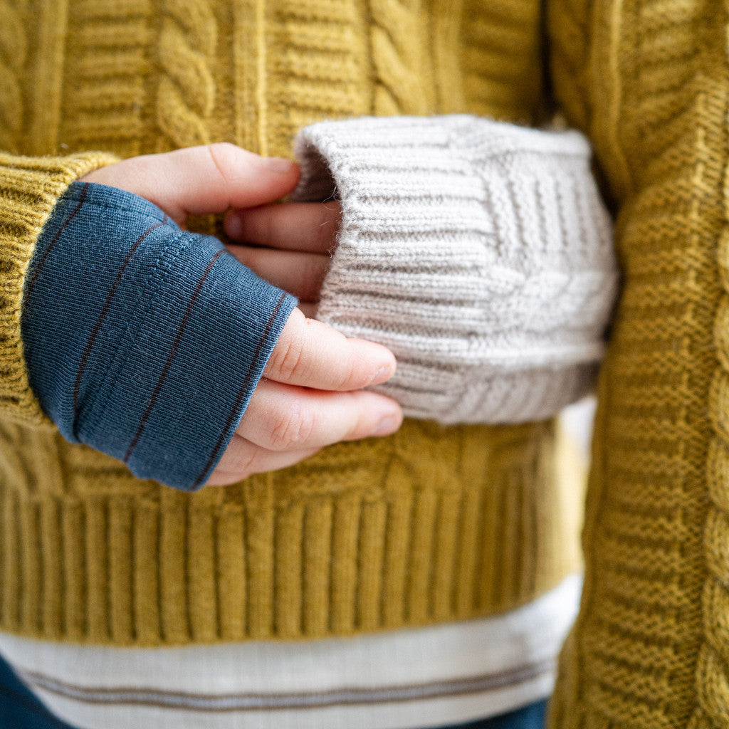 minimalisma Indulge - Children's cashmere/wool cableknit sweater Blouse for kids Ecru Melange