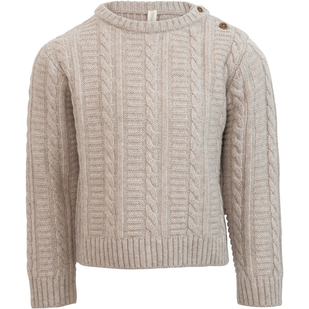 minimalisma Indulge - Children's cashmere/wool cableknit sweater Blouse for kids Ecru Melange
