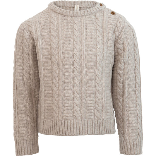 minimalisma Indulge - Children's cashmere/wool cableknit sweater Blouse for kids Ecru Melange