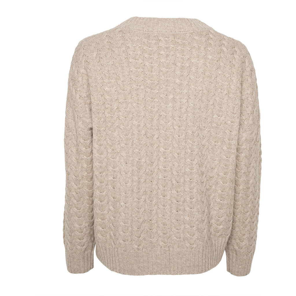 minimalisma Ingrid - Women's cashmere/lambswool cable knit sweater sweater Blouse for women Ecru Melange