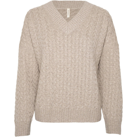 minimalisma Ingrid - Women's cashmere/lambswool cable knit sweater sweater Blouse for women Ecru Melange