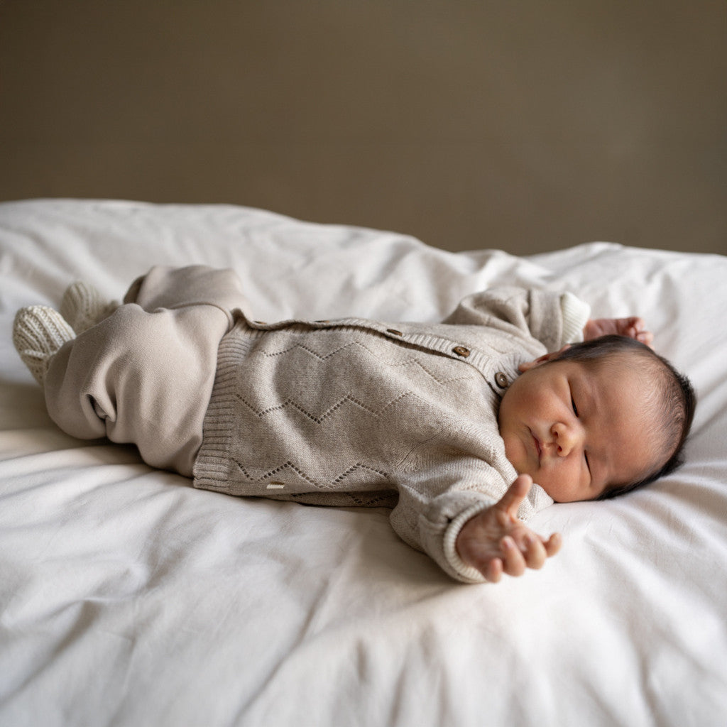 minimalisma Inkaz - Baby wool/cashmere knitted cardigan Blouse for babies Ecru Melange