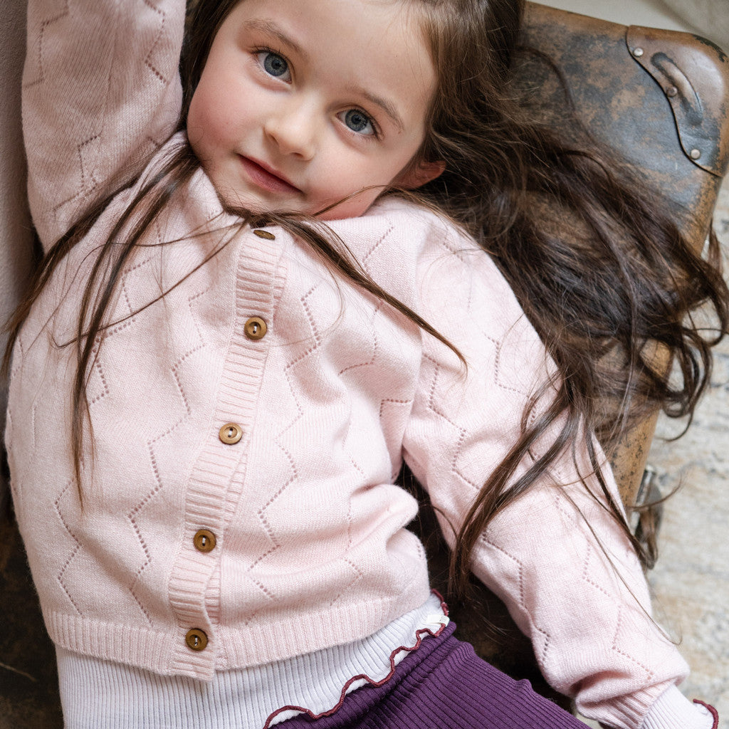 minimalisma Inkaz - Baby wool/cashmere knitted cardigan Blouse for babies Sweet Rose