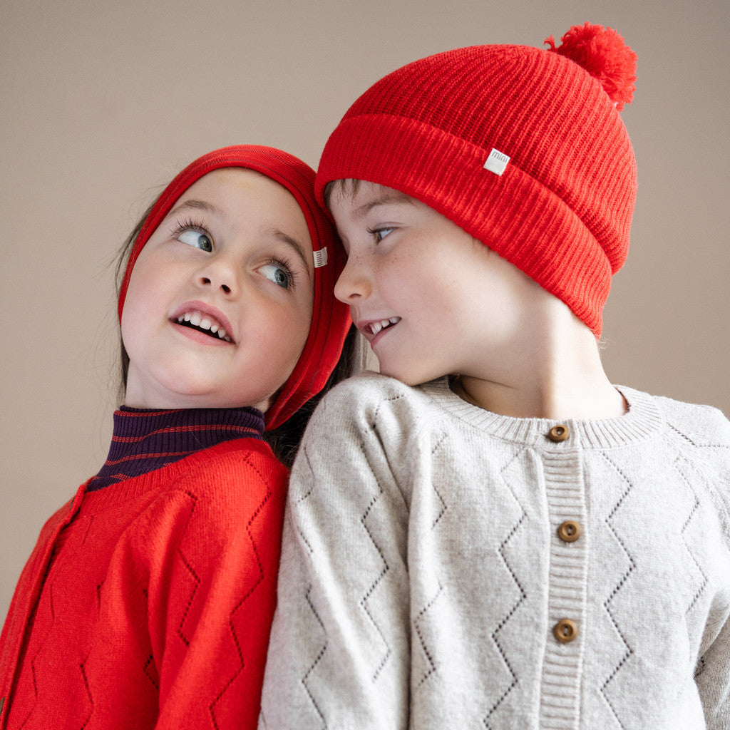 minimalisma Inkaz - Children's cashmere/wool cardigan Blouse for kids Ecru Melange