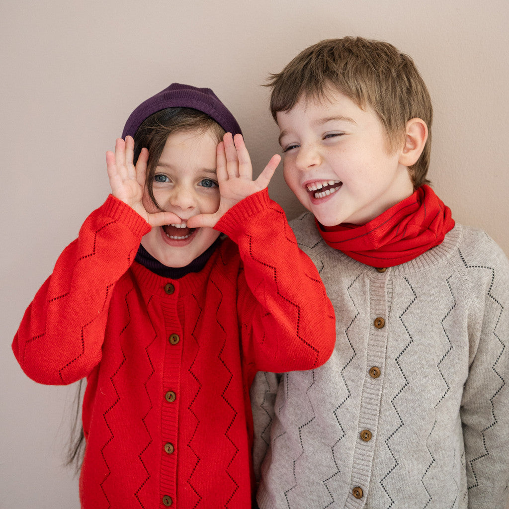 minimalisma Inkaz - Children's cashmere/wool cardigan Blouse for kids Ecru Melange