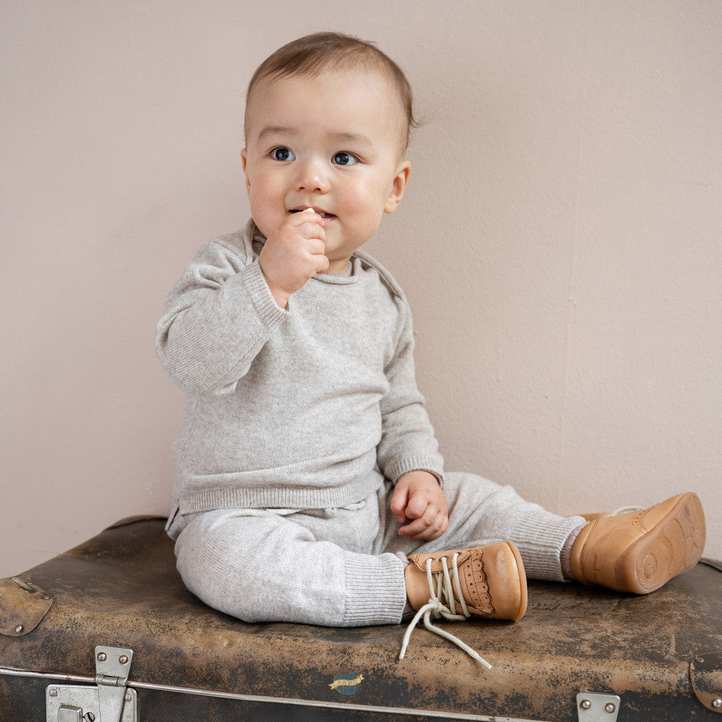 minimalisma Innocent - Baby wool/cashmere knitted sweater Blouse for babies Ecru Melange