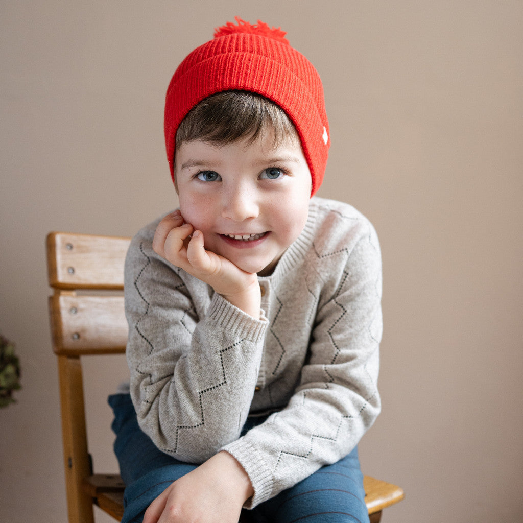 minimalisma Ipom - Children's cashmere/wool beanie Hat / Bonnet Red