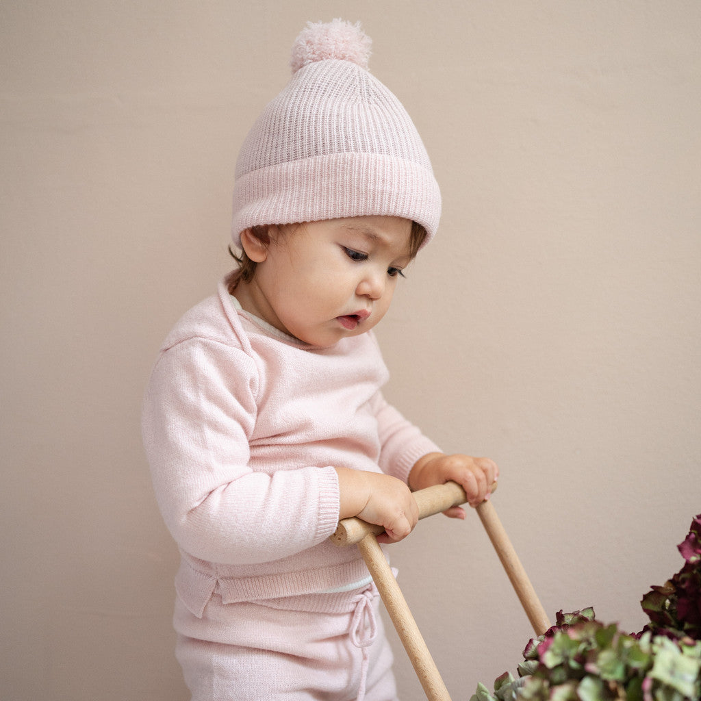 minimalisma Ipom - Children's cashmere/wool beanie Hat / Bonnet Sweet Rose