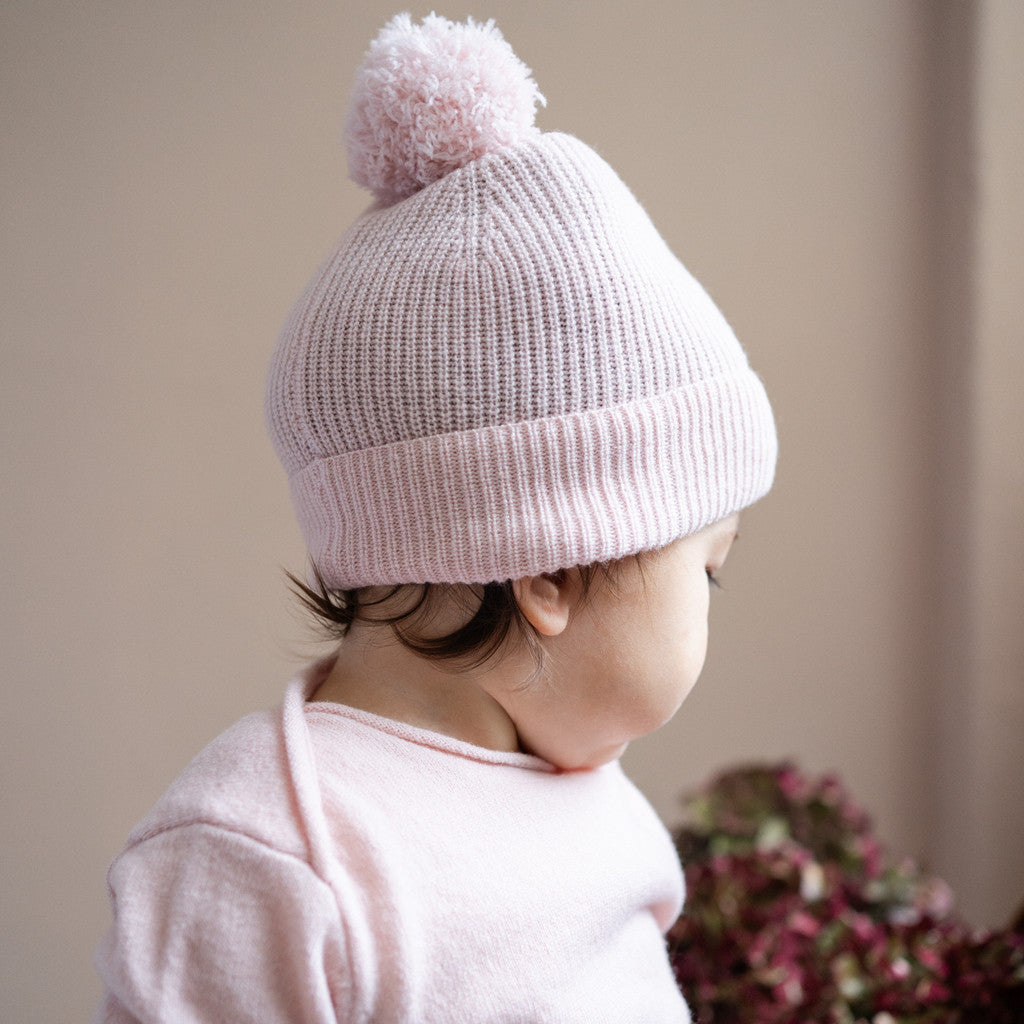 minimalisma Ipom - Children's cashmere/wool beanie Hat / Bonnet Sweet Rose
