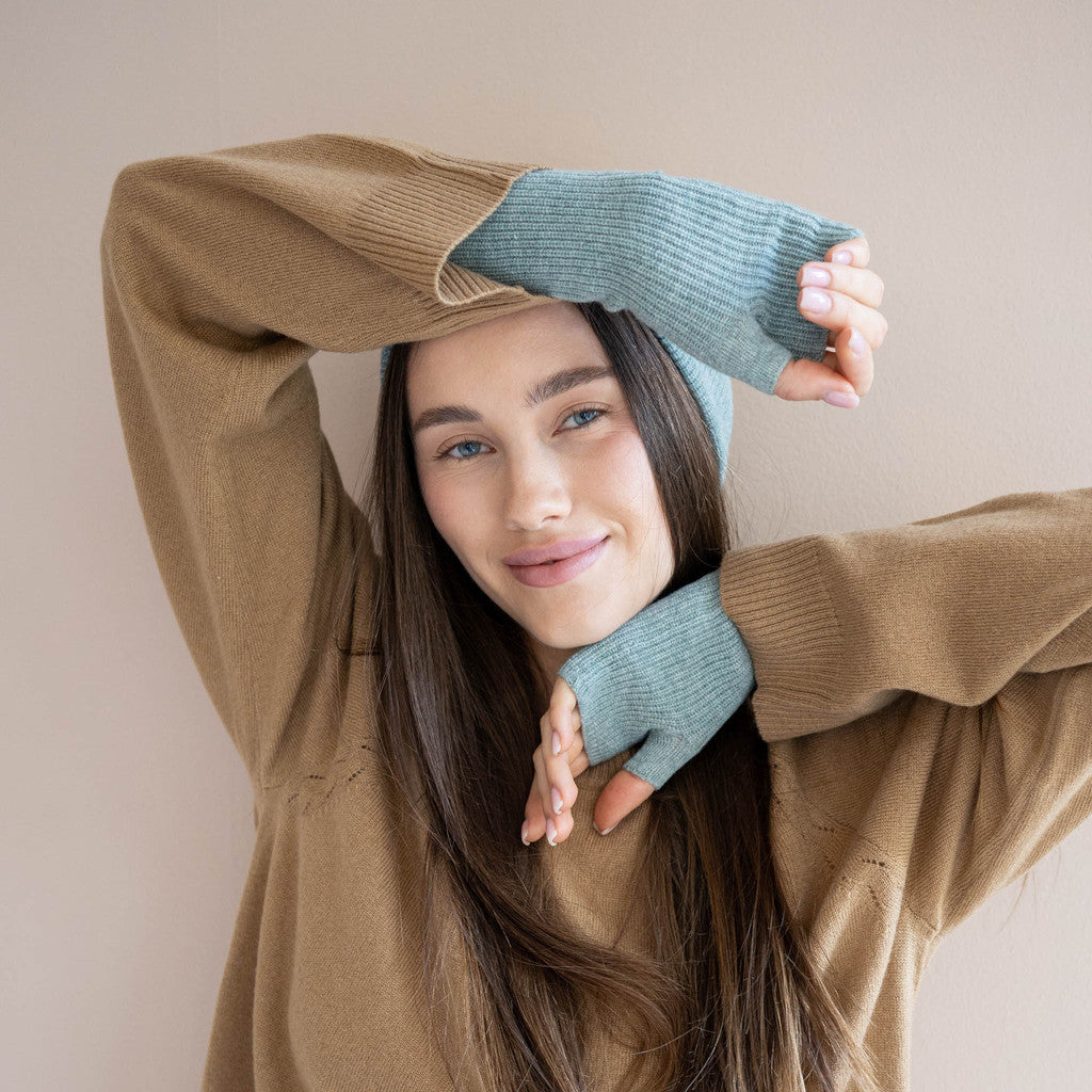Ivory - Fingerlose Kaschmir/Wolle-Handschuhe für Damen