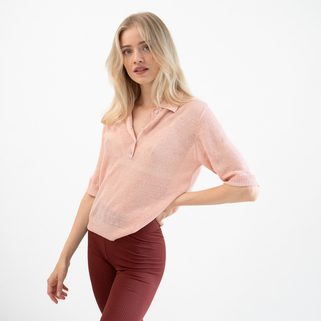 minimalisma Jazzy - linen polo-blouse for women Blouse for women Peach
