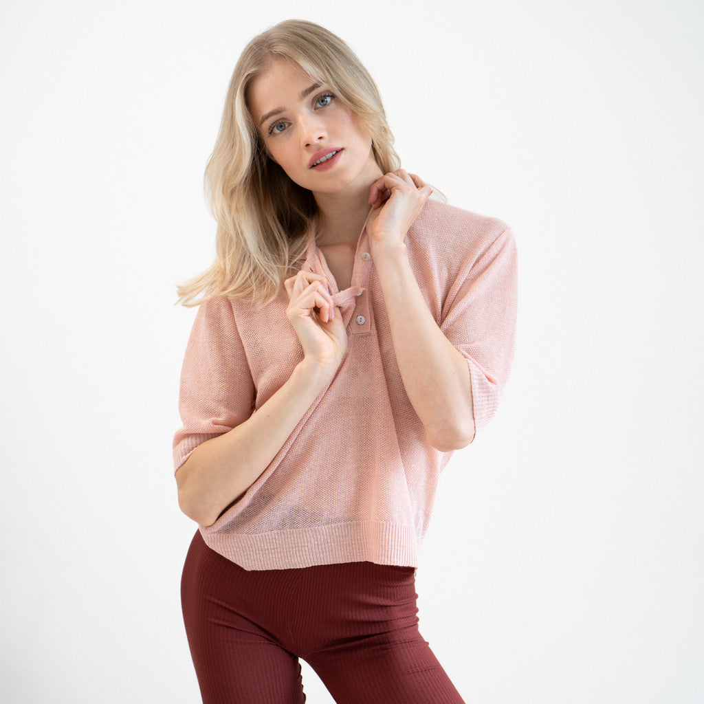 minimalisma Jazzy - linen polo-blouse for women Blouse for women Peach