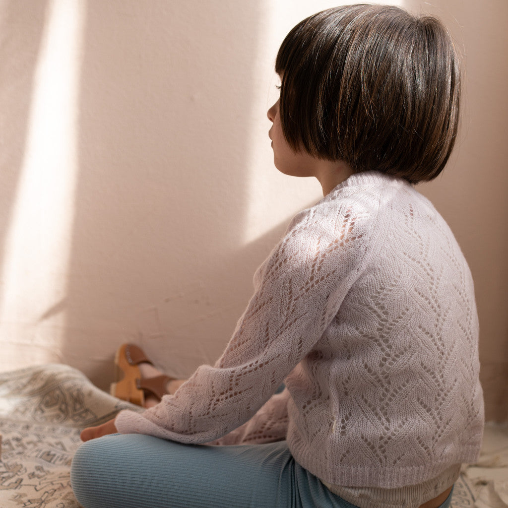 minimalisma Kind filament silk-cashmere flower-patterned cardigan for kids Blouse for kids Peony