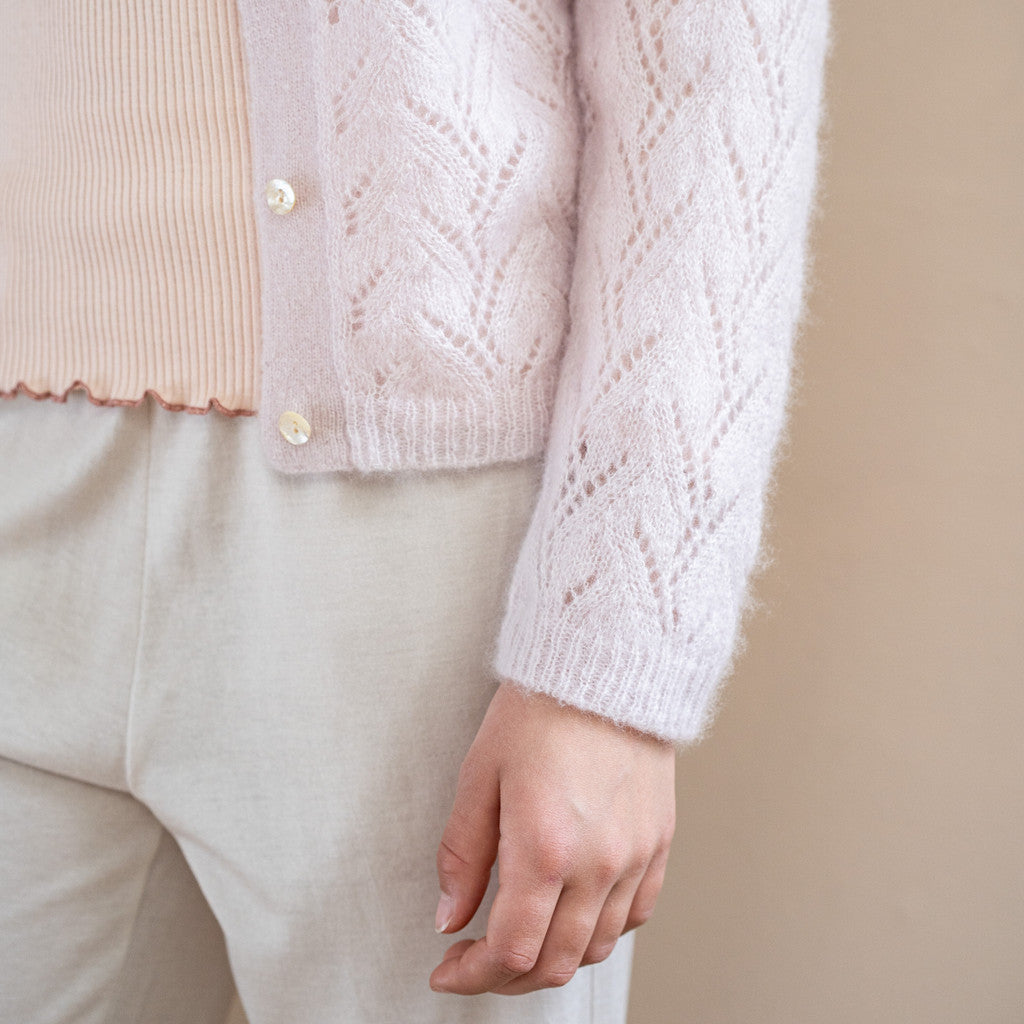 minimalisma Kind filament silk-cashmere flower-patterned cardigan for kids Blouse for kids Peony