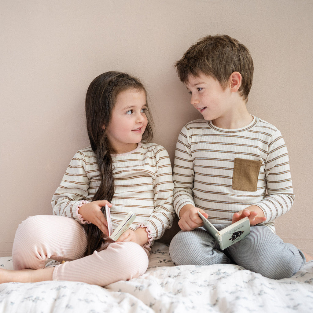 minimalisma Nally - Children's organic cotton long sleeve top Blouse for kids Cherry Lark Stripes