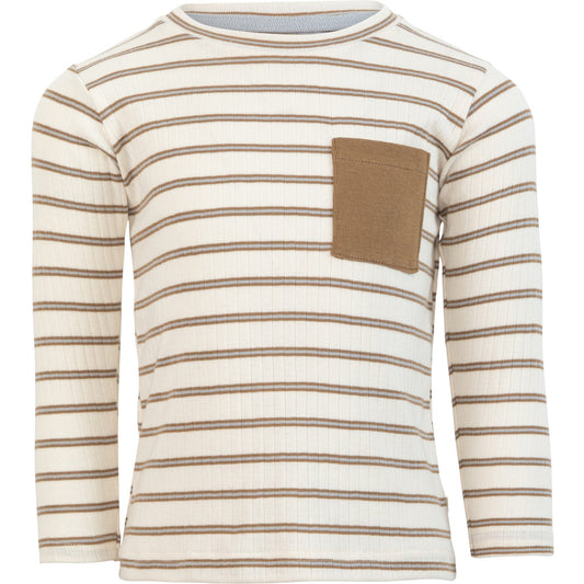 minimalisma Nau - Children's organic cotton long sleeve top Blouse for kids Powder Lark Stripes