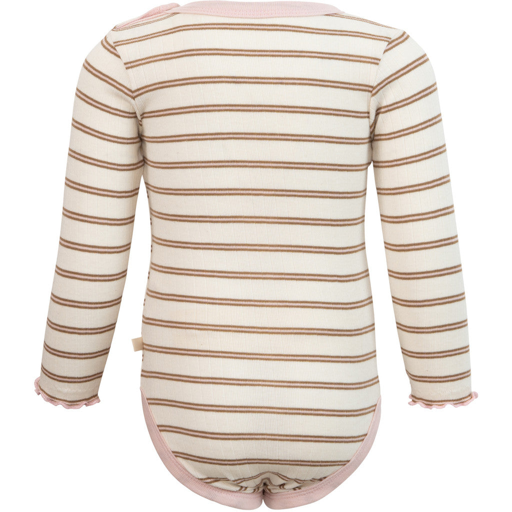 minimalisma Ninja - Baby organic cotton long sleeve bodysuit Body Cherry Lark Stripes