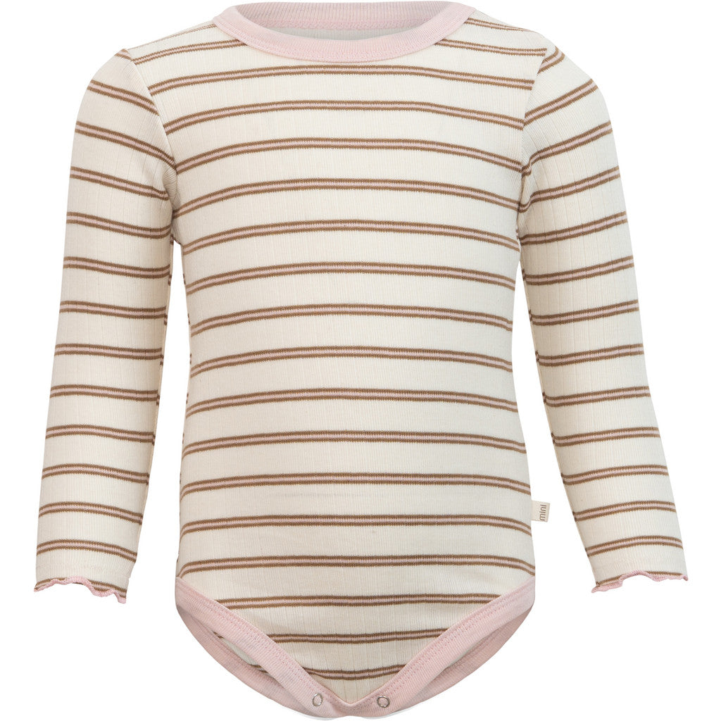 minimalisma Ninja - Baby organic cotton long sleeve bodysuit Body Cherry Lark Stripes