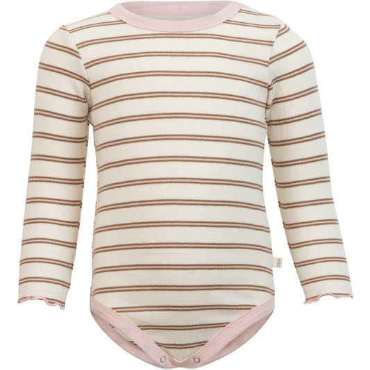 minimalisma Ninja - Baby organic cotton long sleeve bodysuit Body Cherry Lark Stripes