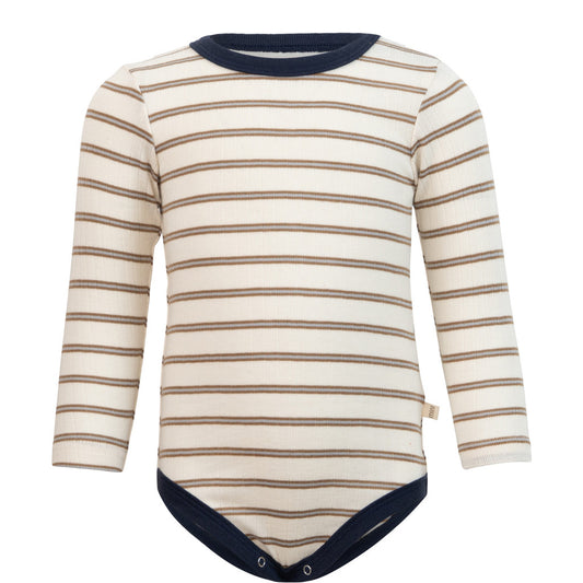 minimalisma Ninja - Baby organic cotton long sleeve bodysuit Body Powder Lark Stripes