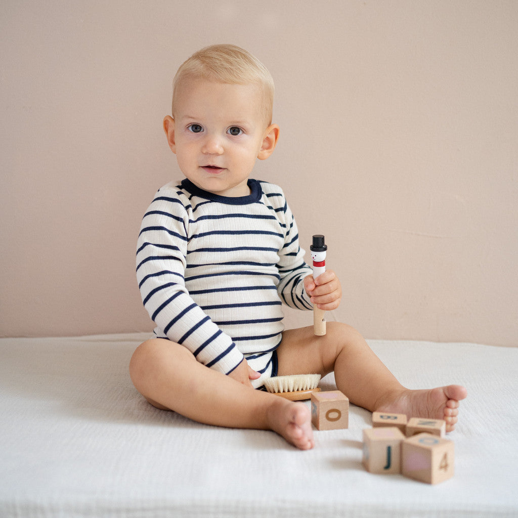 minimalisma Ninja - Baby organic cotton long sleeve bodysuit Body Sailor with Dark Blue