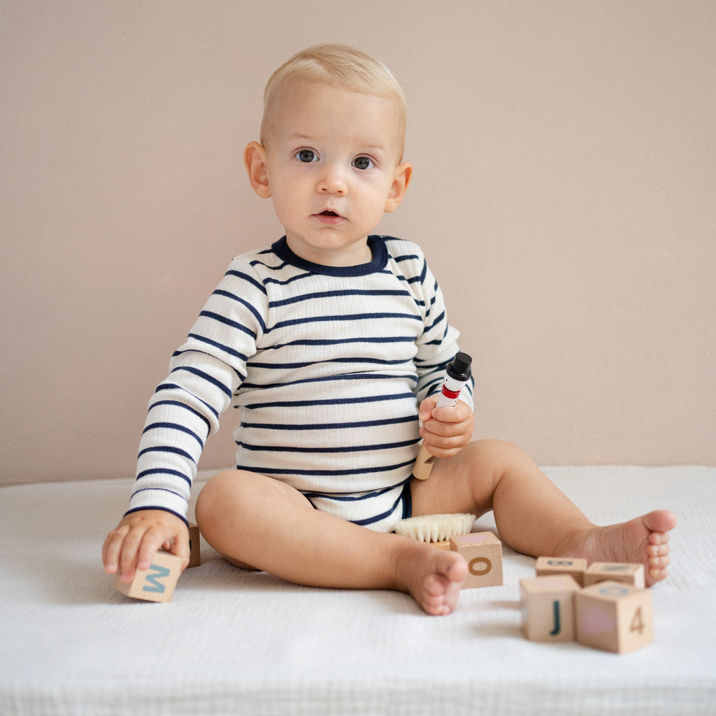 minimalisma Ninja - Baby organic cotton long sleeve bodysuit Body Sailor with Dark Blue