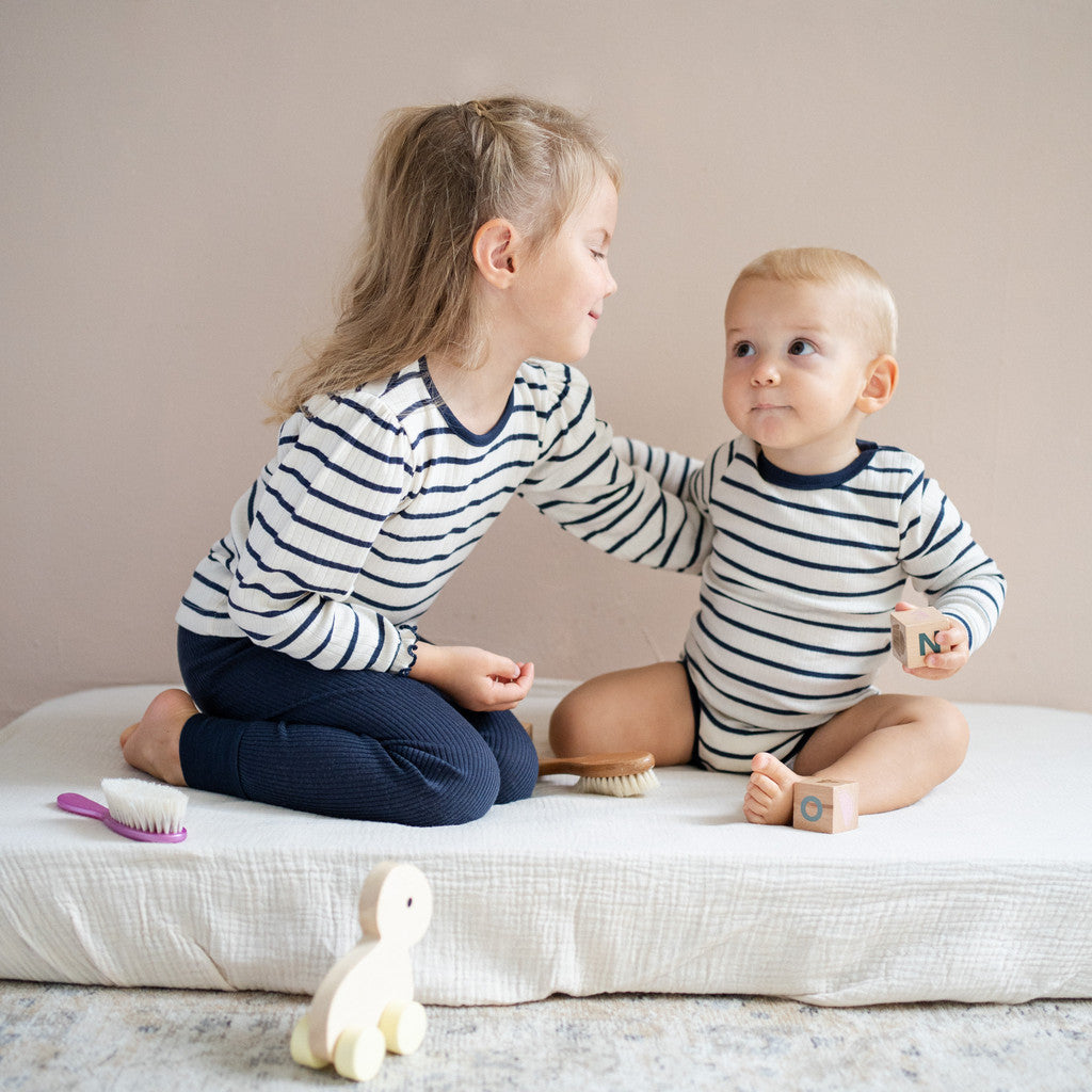 minimalisma Ninja - Baby organic cotton long sleeve bodysuit Body Sailor with Dark Blue