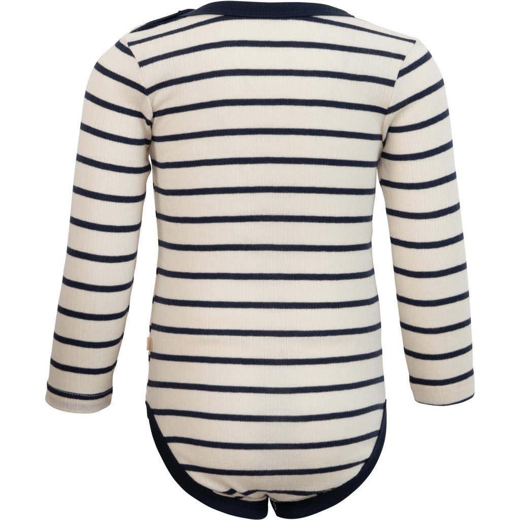 minimalisma Ninja - Baby organic cotton long sleeve bodysuit Body Sailor with Dark Blue