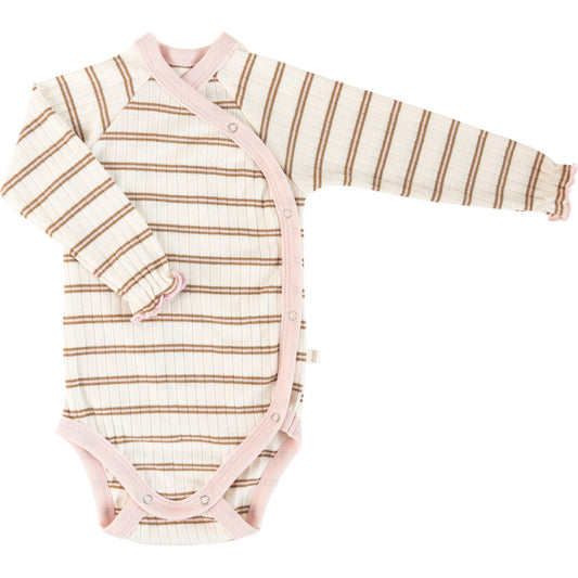 minimalisma Noi - Baby organic cotton wrap bodysuit Body Cherry Lark Stripes