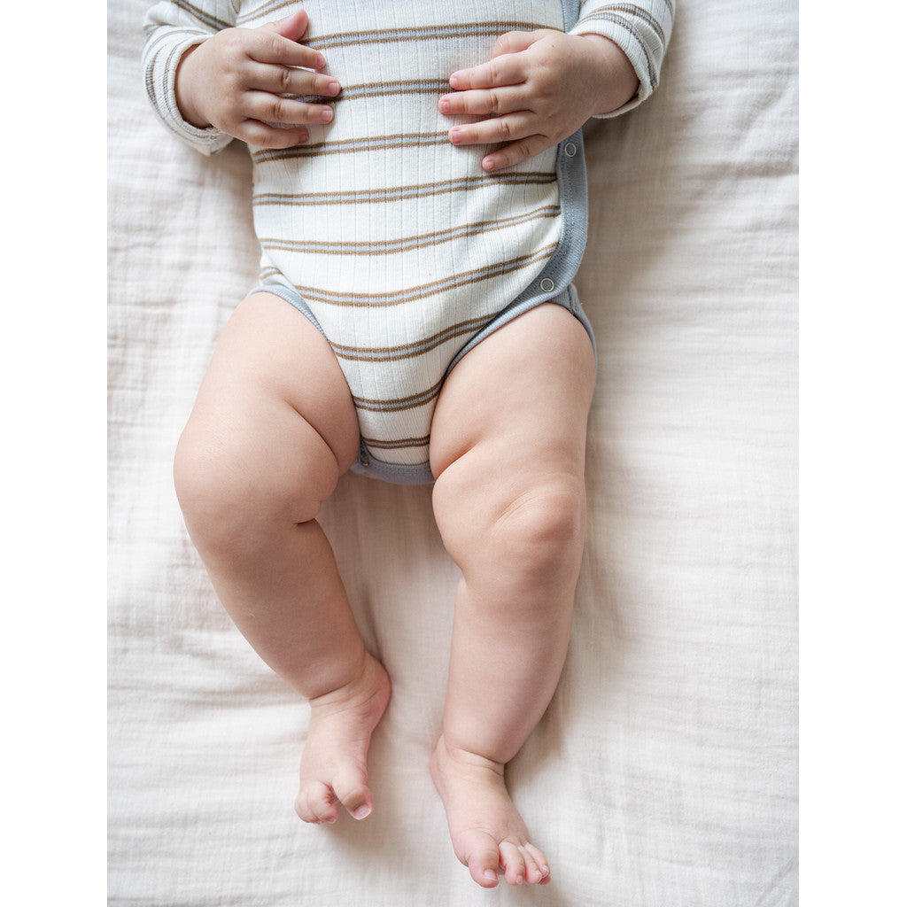 minimalisma Noi - Baby organic cotton wrap bodysuit Body Powder Lark Stripes