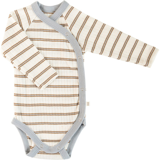 minimalisma Noi - Baby organic cotton wrap bodysuit Body Powder Lark Stripes
