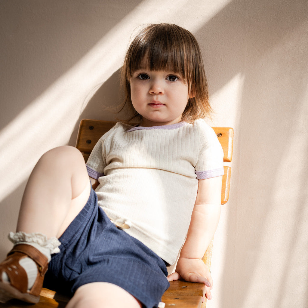 minimalisma Nori 2-5Y Blouse for kids Nature with Lilac contrast
