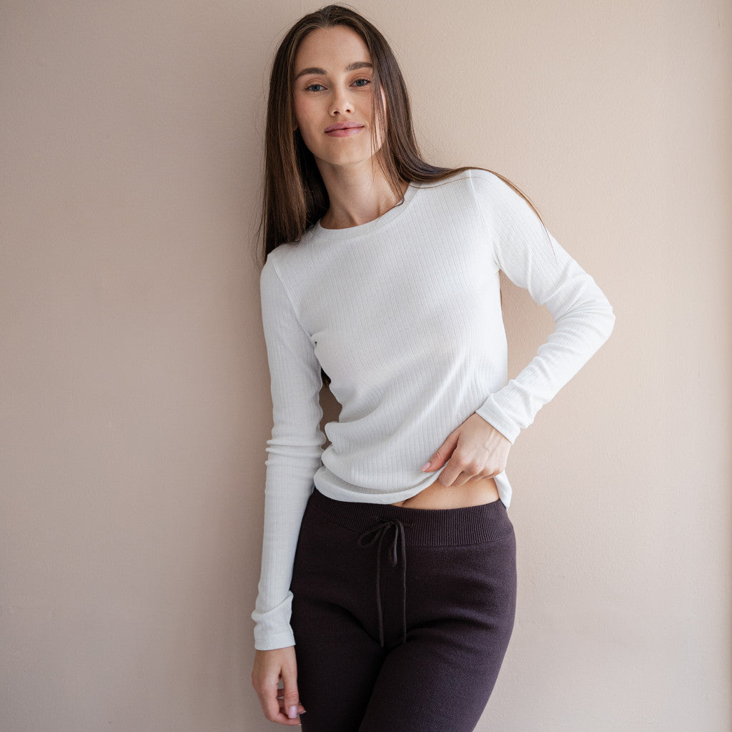 minimalisma Nova - Women's organic cotton long sleeve top Blouse for women White