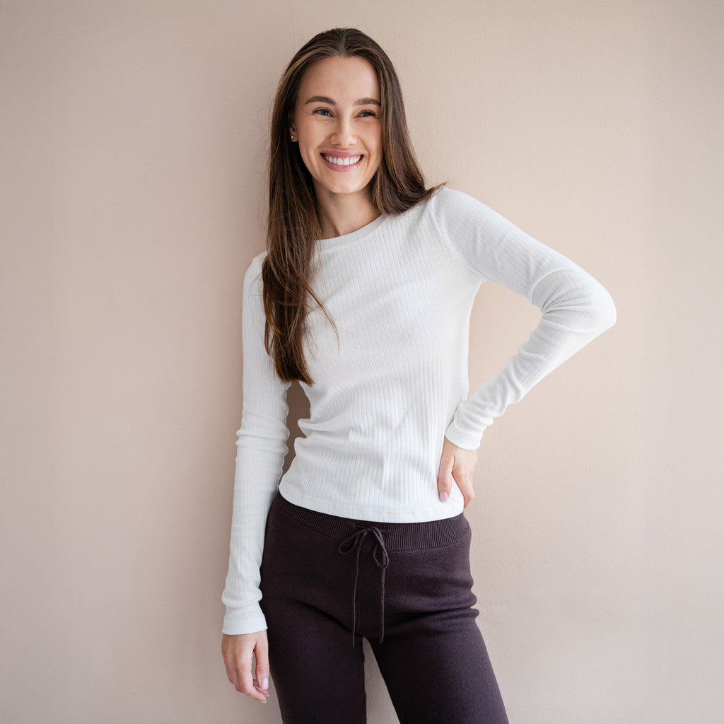 minimalisma Nova - Women's organic cotton long sleeve top Blouse for women White