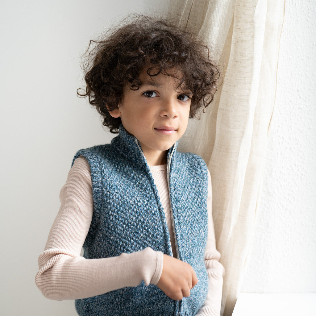 Omega - Children's cashmere knit vest - Ocean melange – minimalisma