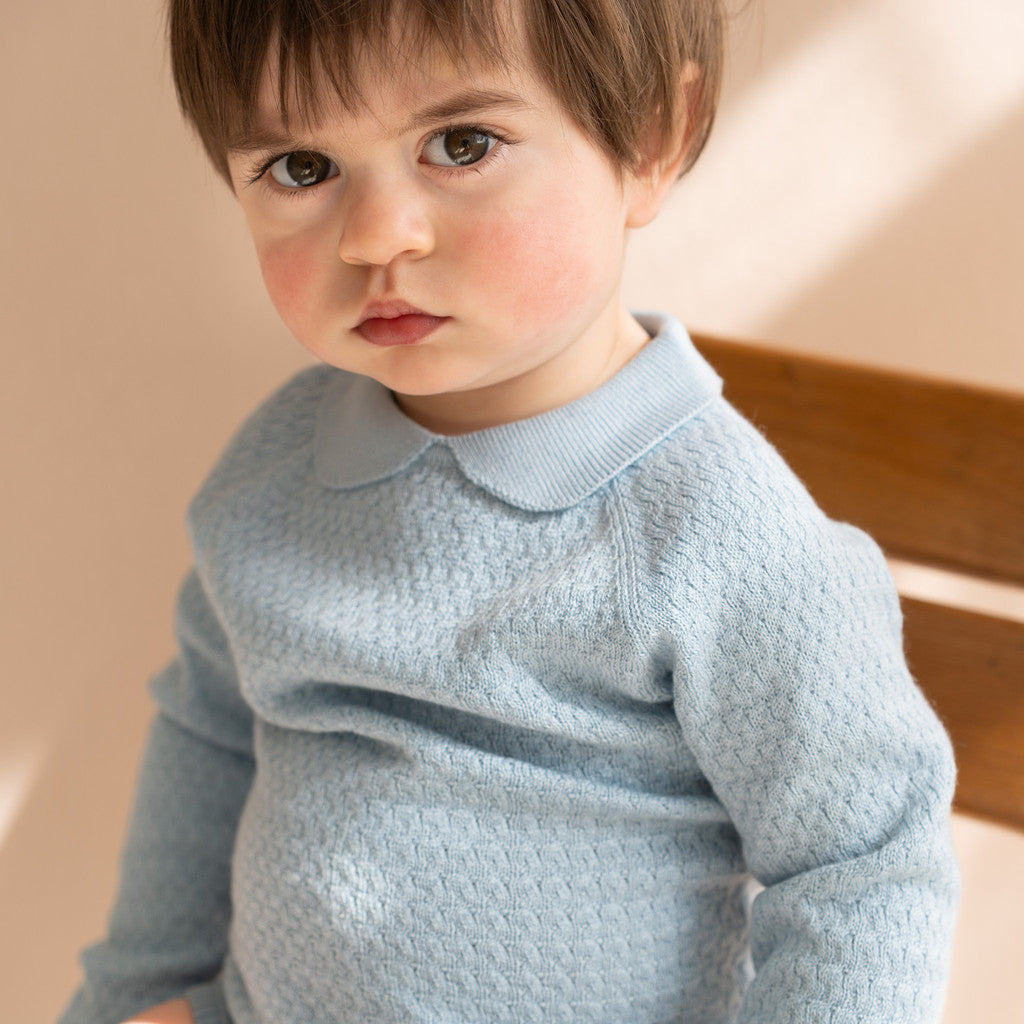 minimalisma Ovie silk-cashmere blouse for babies with peter pan collar Blouse for babies Sky