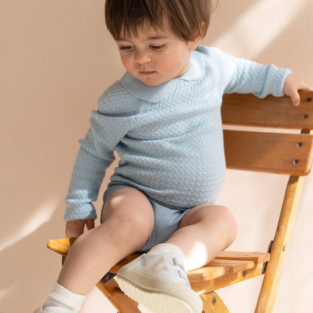 minimalisma Ovie silk-cashmere blouse for babies with peter pan collar Blouse for babies Sky