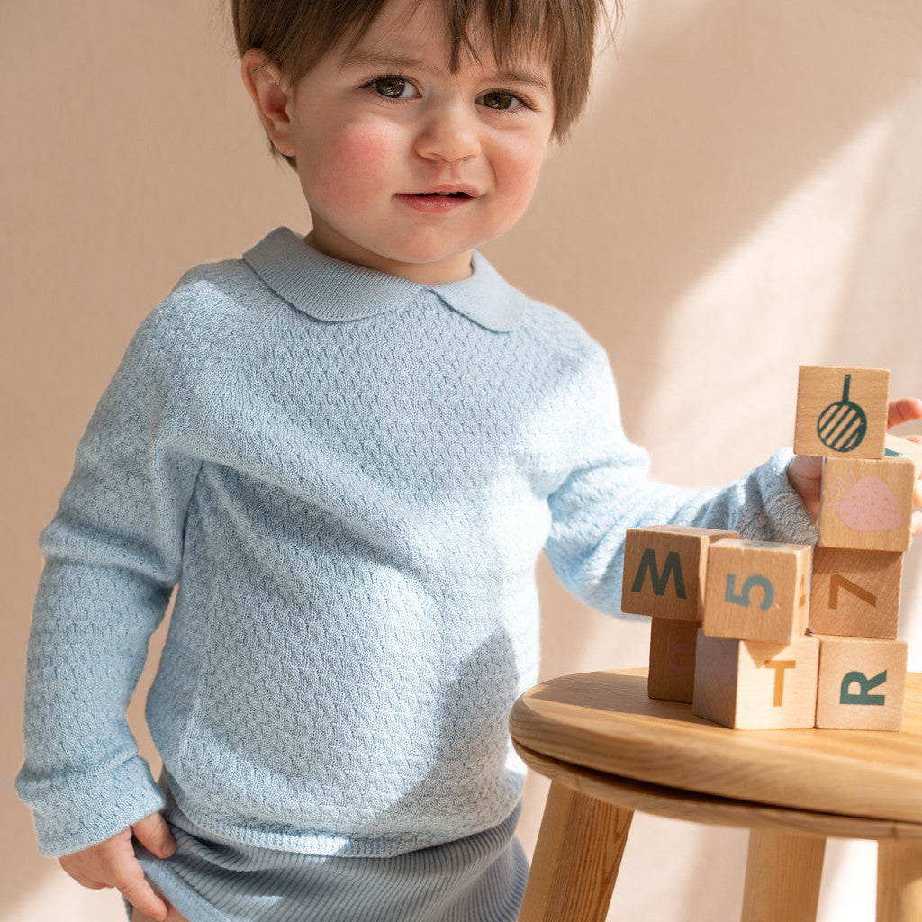 minimalisma Ovie silk-cashmere blouse for babies with peter pan collar Blouse for babies Sky