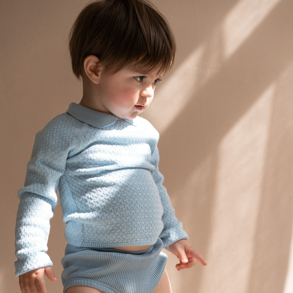 minimalisma Ovie silk-cashmere blouse for babies with peter pan collar Blouse for babies Sky