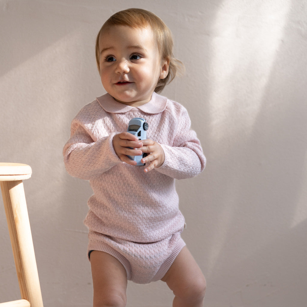 minimalisma Ovie silk-cashmere blouse for babies with peter pan collar Blouse for babies Sweet Rose