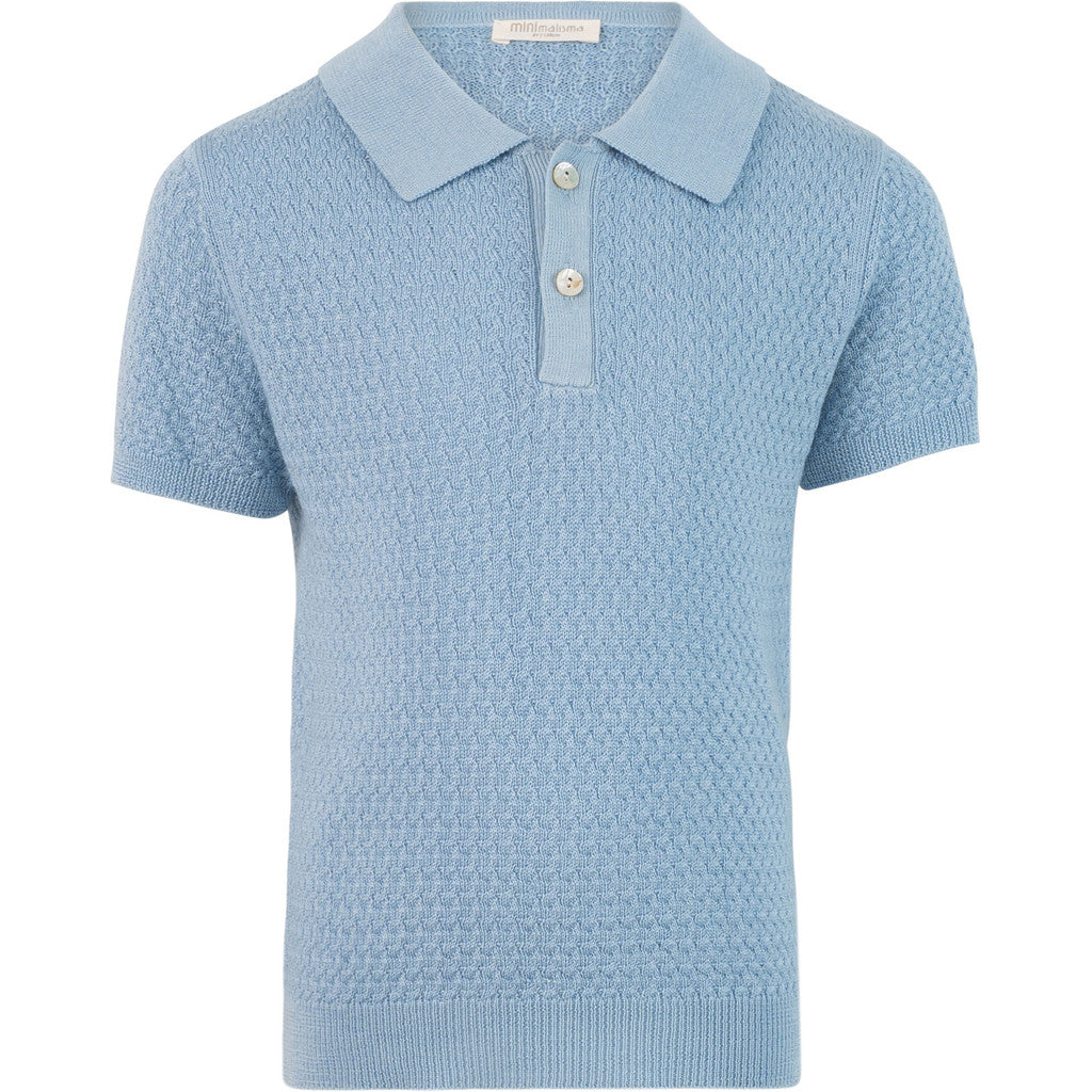 minimalisma Oxford silk-cashmere cable-knitted polo for kids Blouse for kids Sky