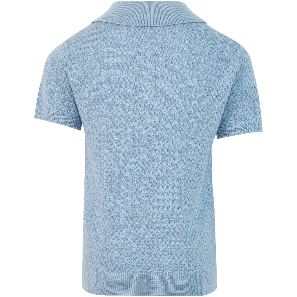minimalisma Oxford silk-cashmere cable-knitted polo for kids Blouse for kids Sky