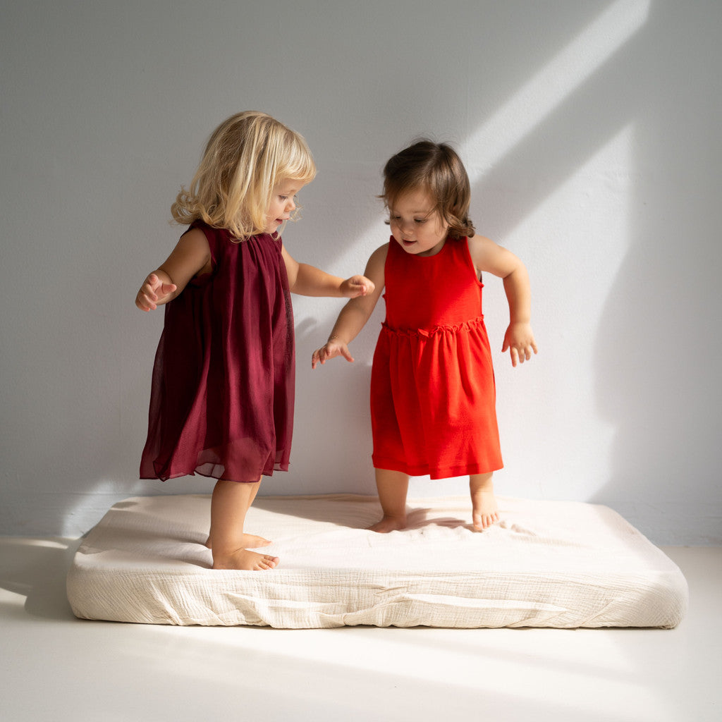 minimalisma Pretty - Children's silk sleeveless midi dress Dress Burgundy