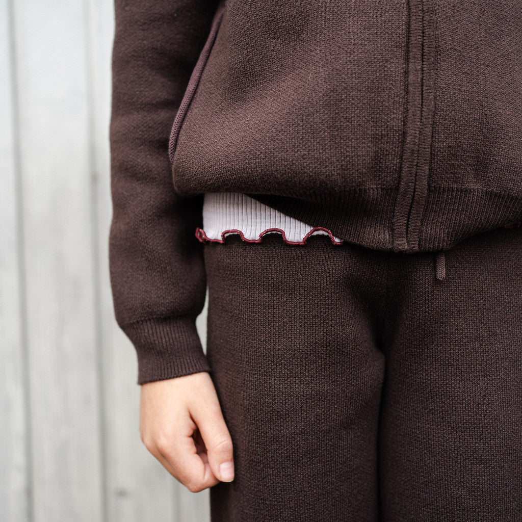 minimalisma Ray - Children's organic cotton zip hoodie Blouse for kids Dark Chocolate