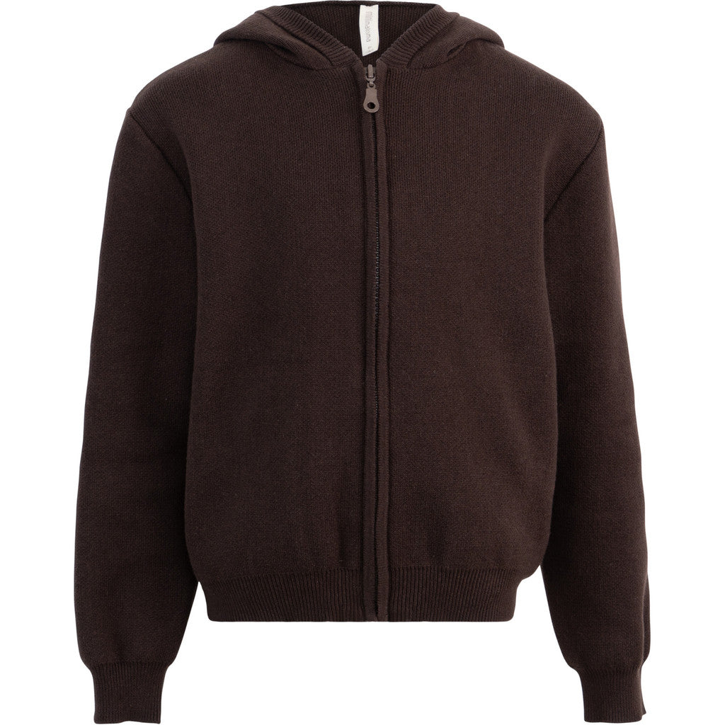 minimalisma Ray - Children's organic cotton zip hoodie Blouse for kids Dark Chocolate