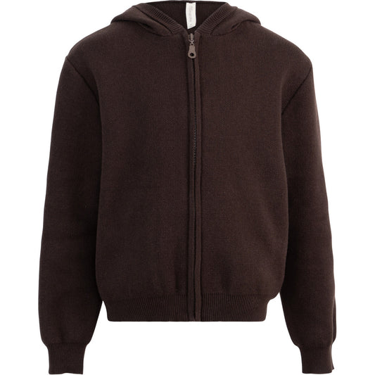 minimalisma Ray - Children's organic cotton zip hoodie Blouse for kids Dark Chocolate
