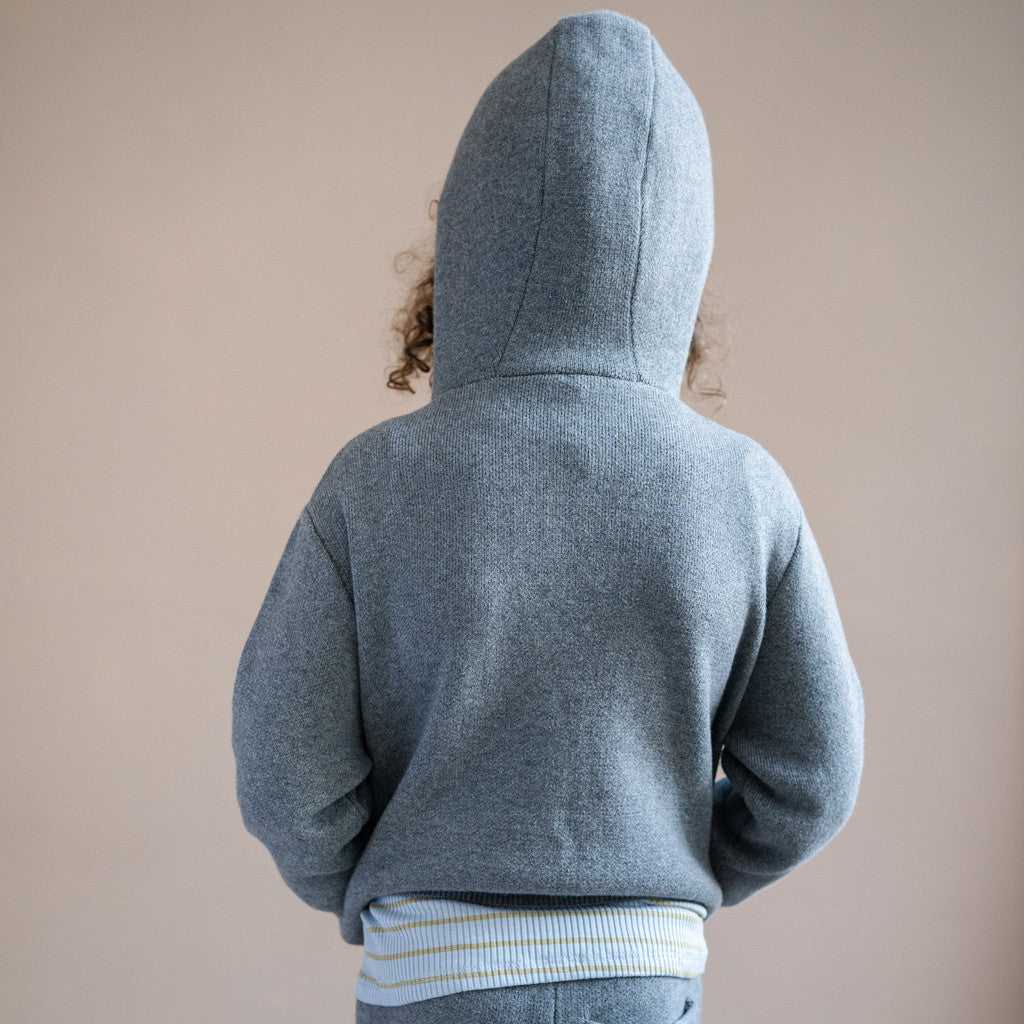 minimalisma Ray - Children's organic cotton zip hoodie Blouse for kids Grey Melange